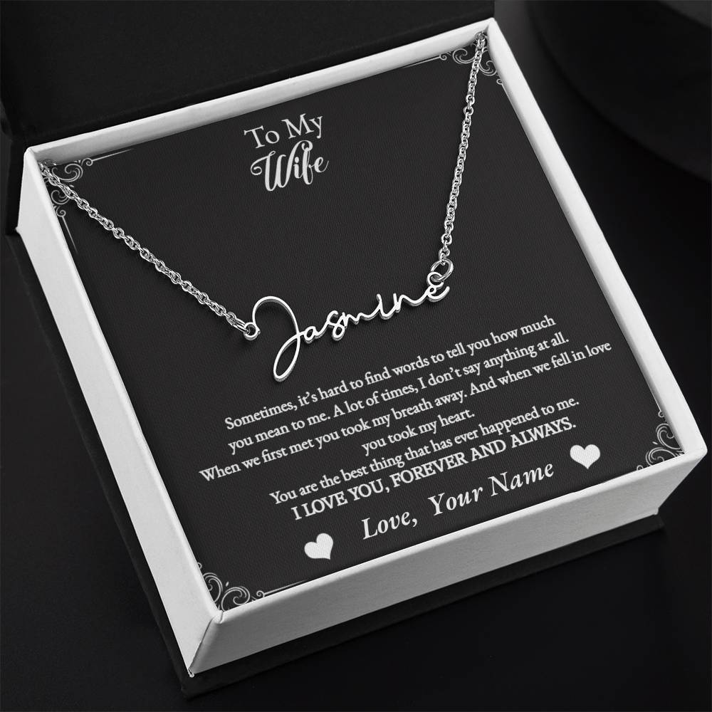 Name Necklace for your beautiful wife-personalized message card
