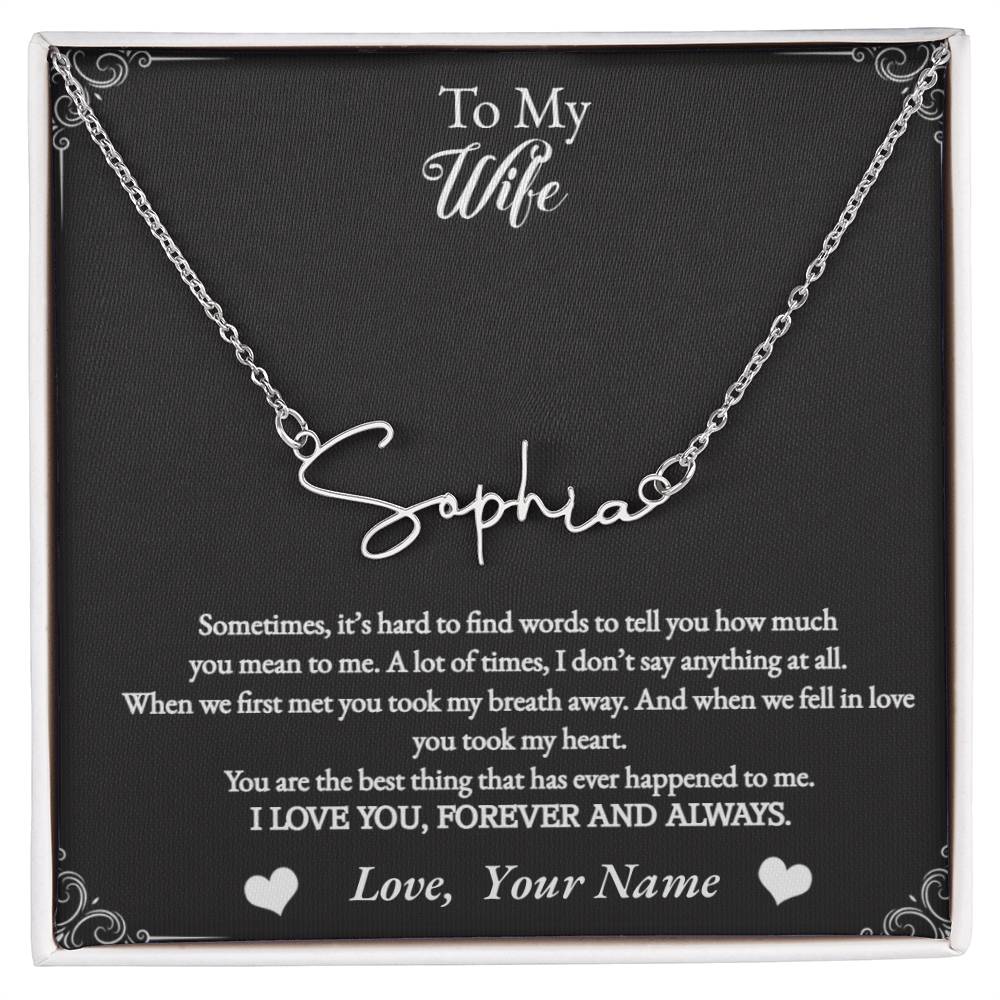 Name Necklace for your beautiful wife-personalized message card