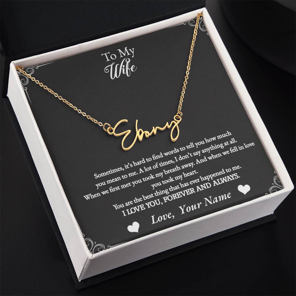 Name Necklace for your beautiful wife-personalized message card