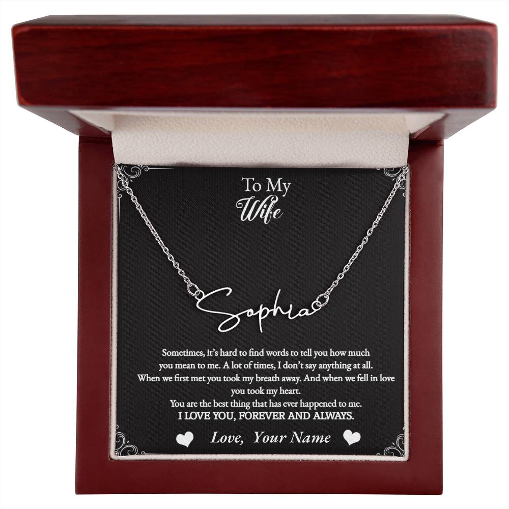 Name Necklace for your beautiful wife-personalized message card