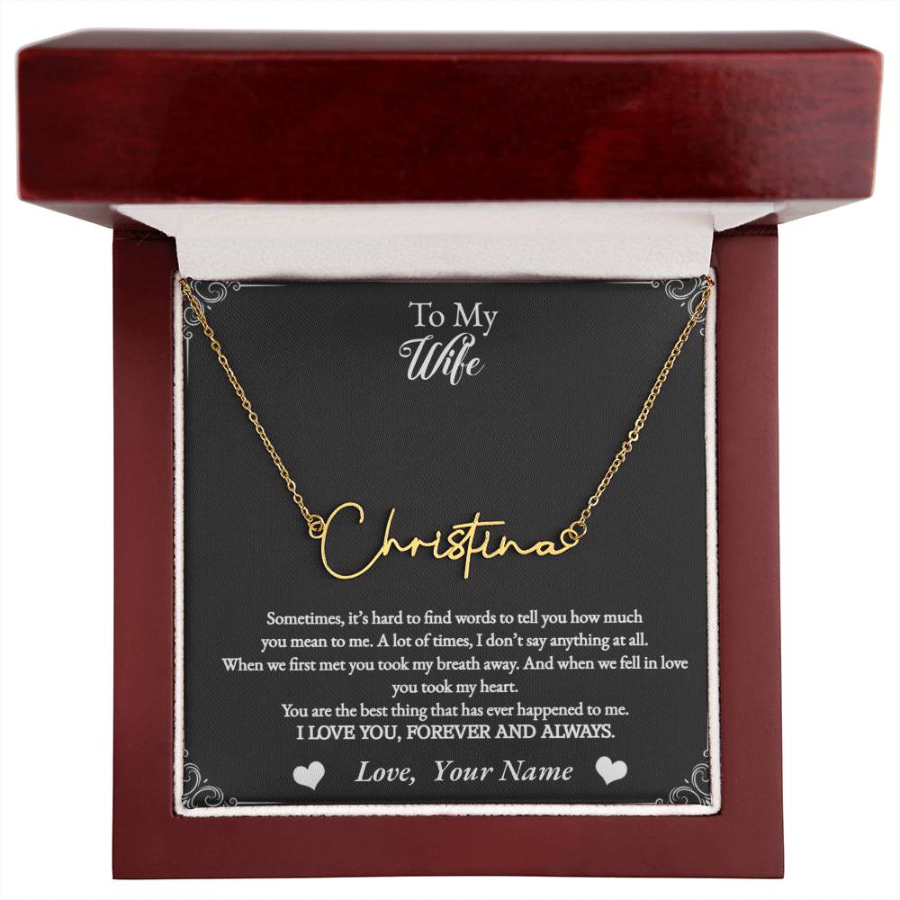 Name Necklace for your beautiful wife-personalized message card