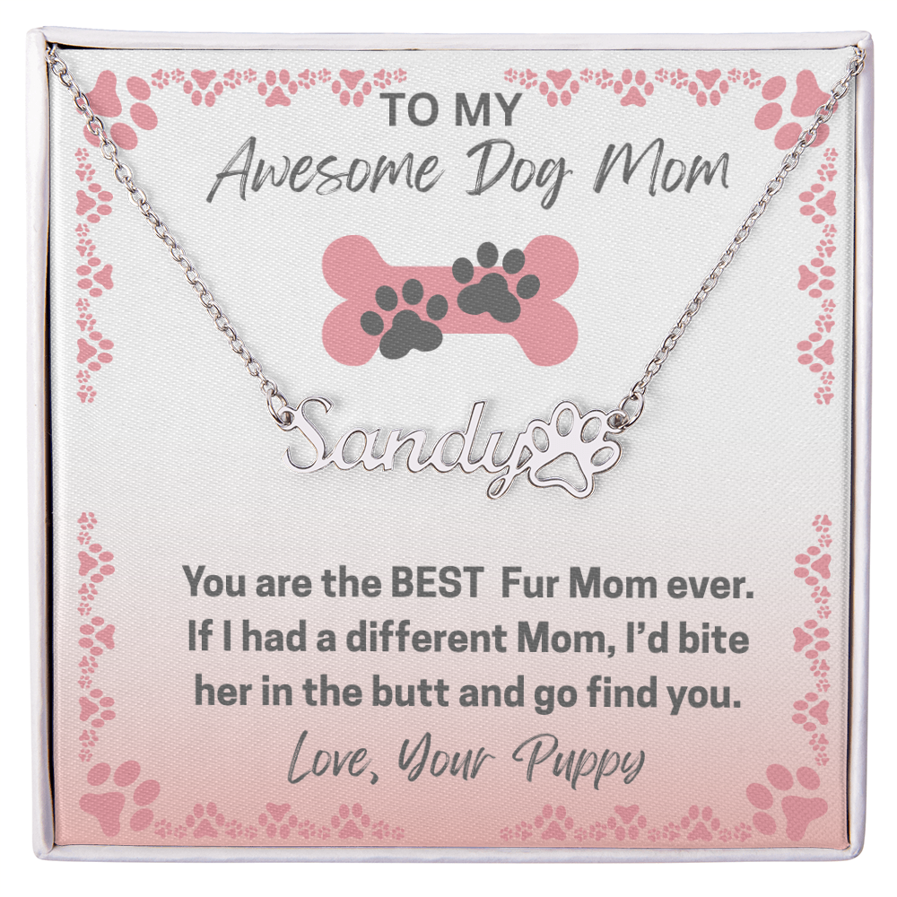 Personalized Dog Paw Name Necklace-available in two finishes
