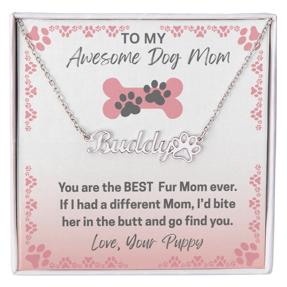 Personalized Dog Paw Name Necklace-available in two finishes