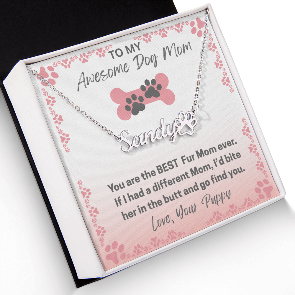 Personalized Dog Paw Name Necklace-available in two finishes