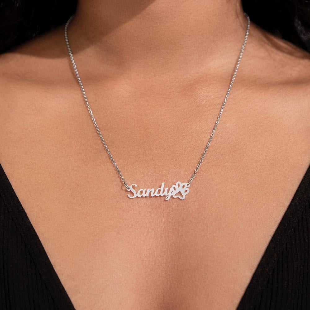Personalized Dog Paw Name Necklace-available in two finishes