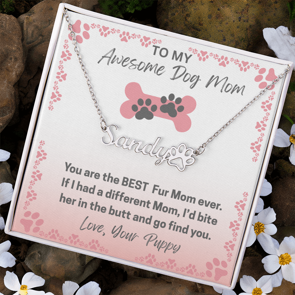 Personalized Dog Paw Name Necklace-available in two finishes