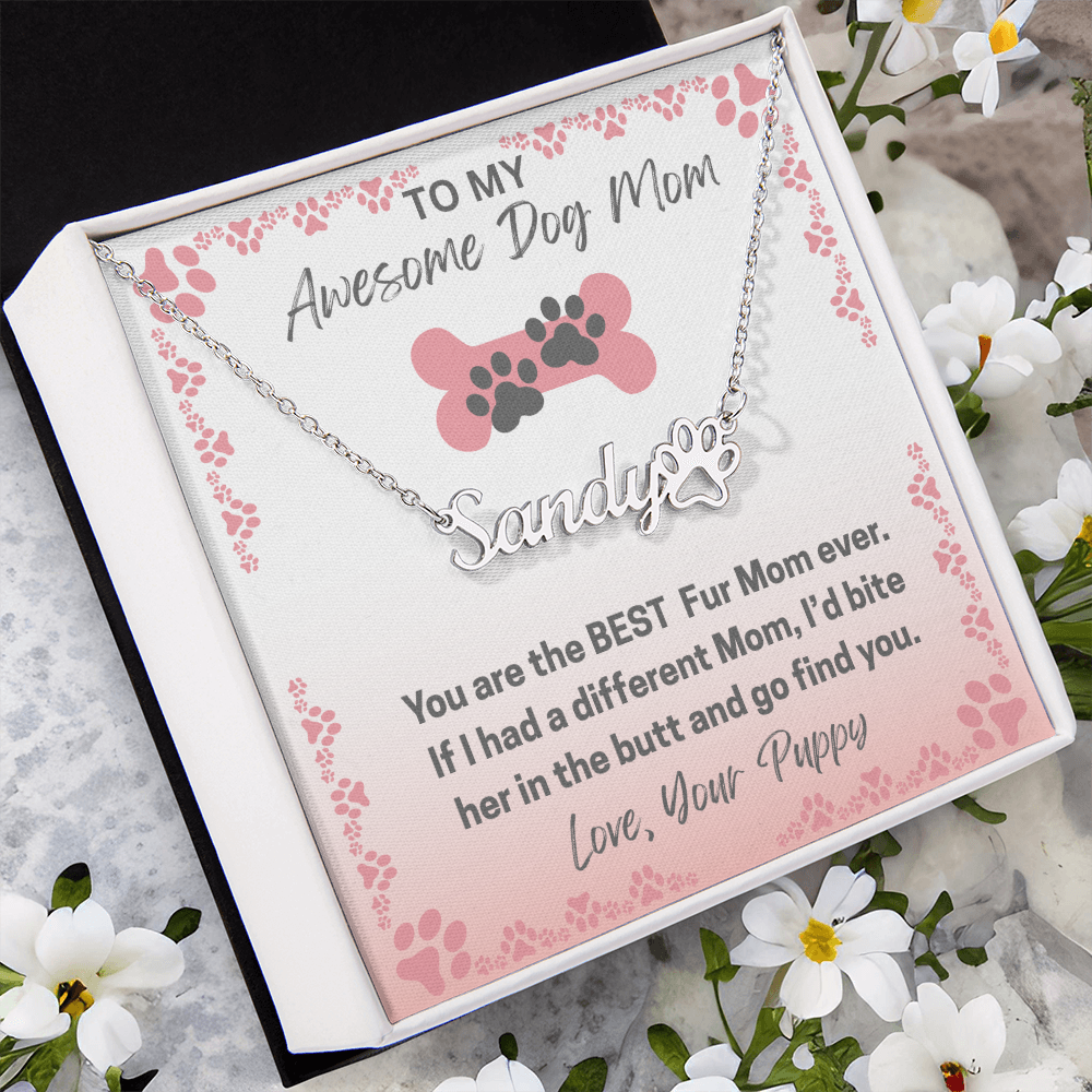Personalized Dog Paw Name Necklace-available in two finishes
