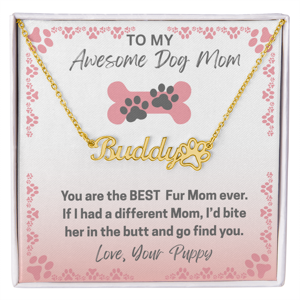 Personalized Dog Paw Name Necklace-available in two finishes