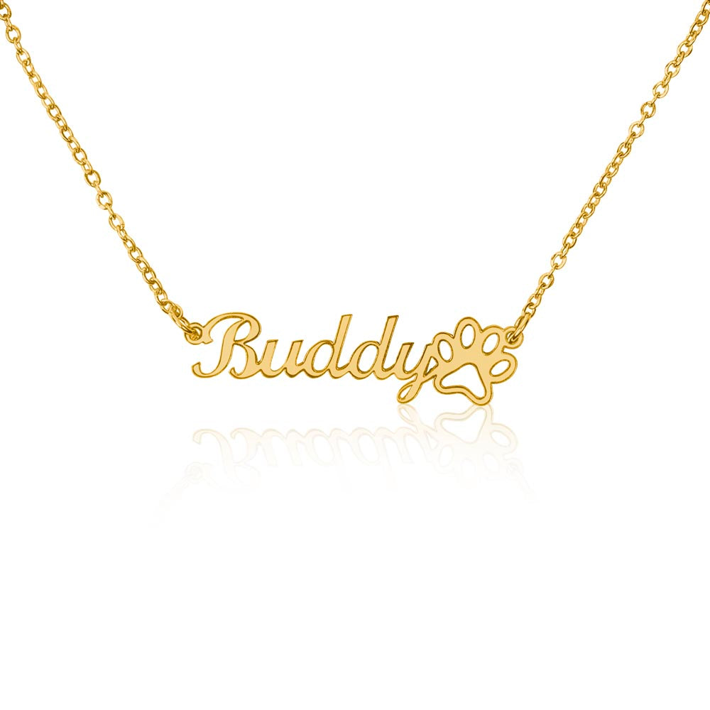 Personalized Dog Paw Name Necklace-available in two finishes