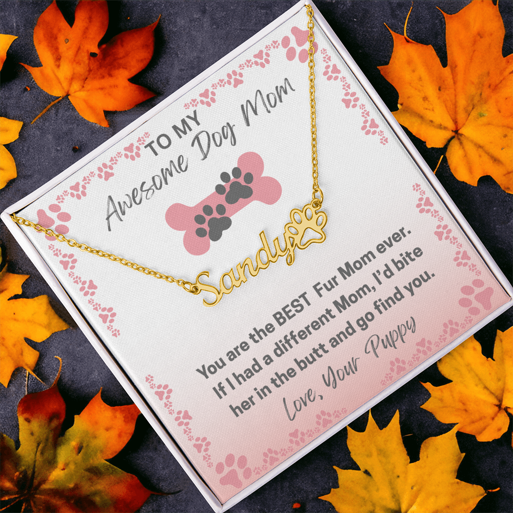 Personalized Dog Paw Name Necklace-available in two finishes