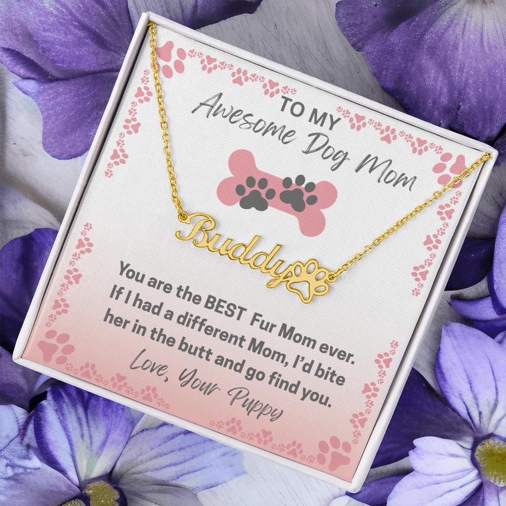 Personalized Dog Paw Name Necklace-available in two finishes