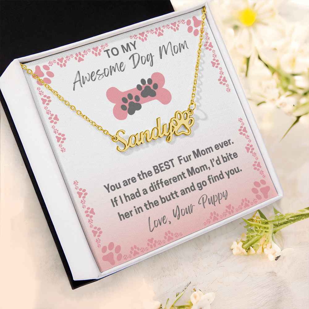 Personalized Dog Paw Name Necklace-available in two finishes