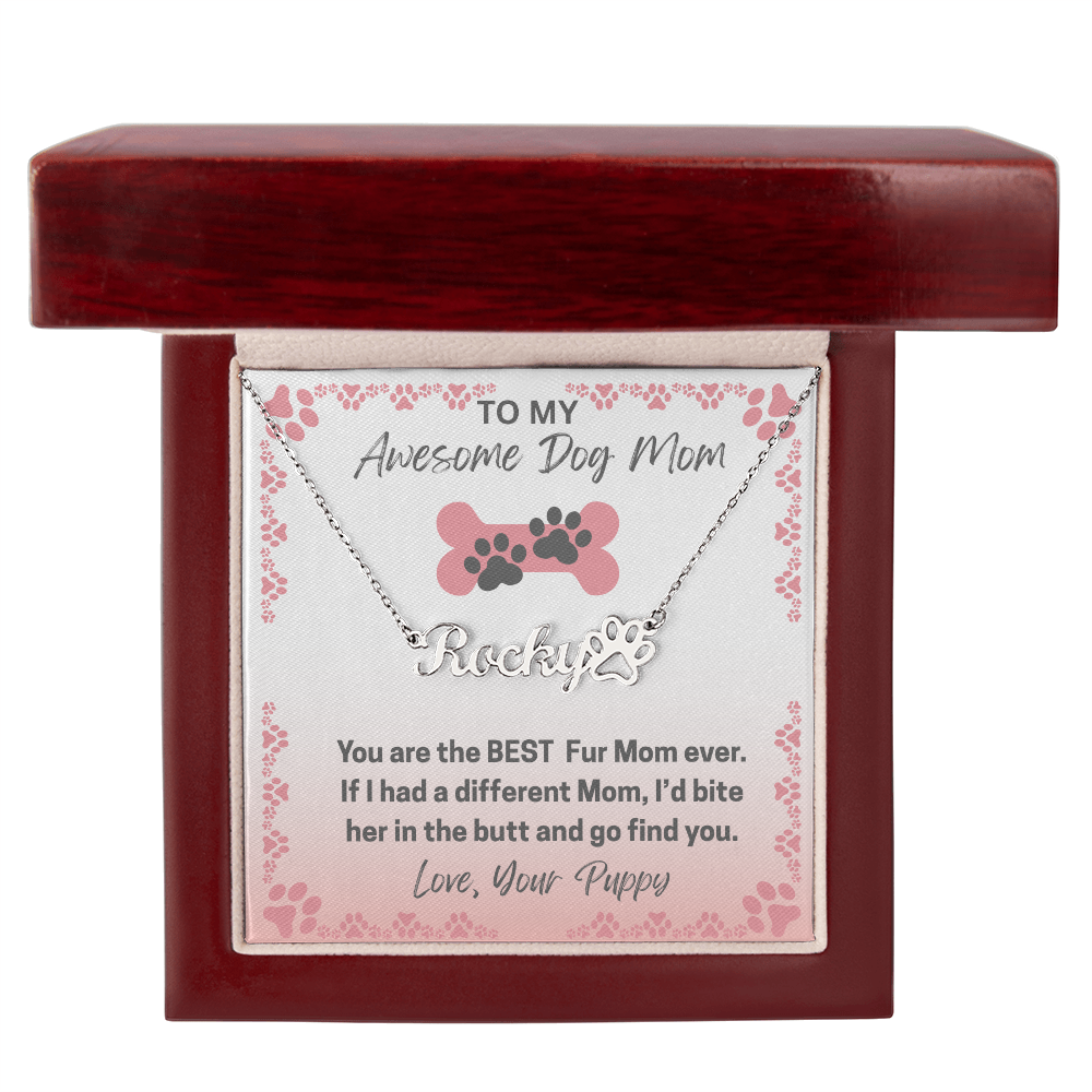 Personalized Dog Paw Name Necklace-available in two finishes