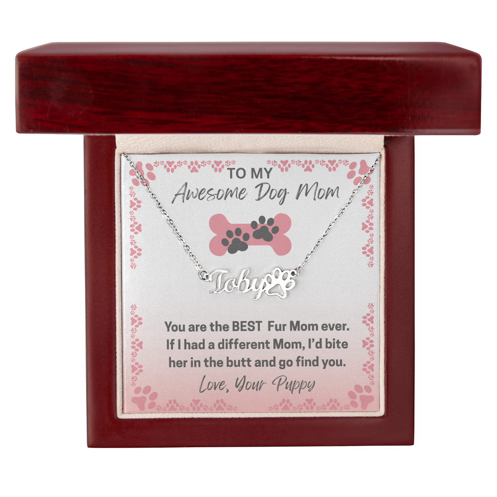 Personalized Dog Paw Name Necklace-available in two finishes