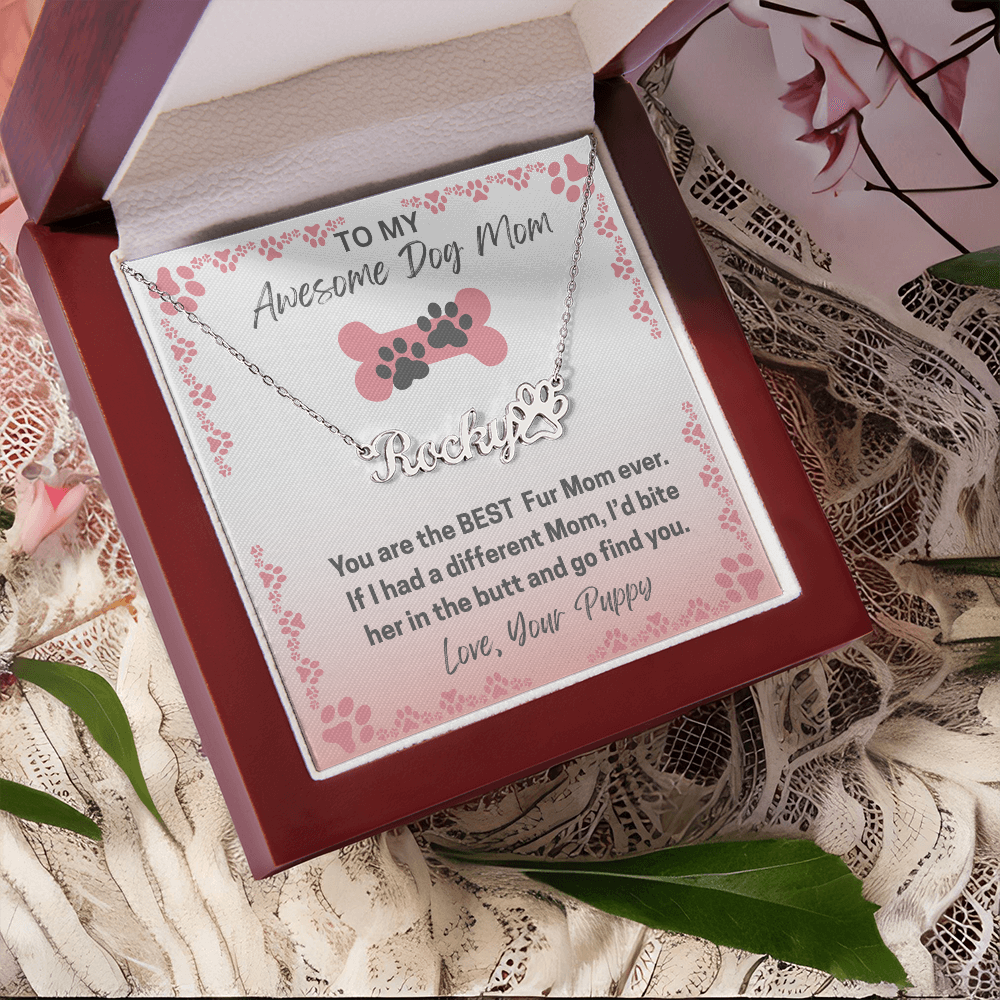 Personalized Dog Paw Name Necklace-available in two finishes