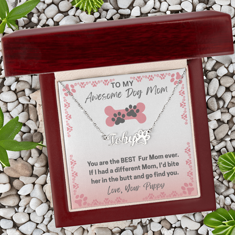 Personalized Dog Paw Name Necklace-available in two finishes
