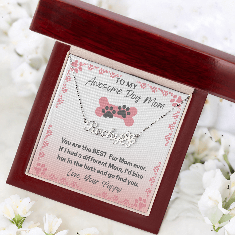 Personalized Dog Paw Name Necklace-available in two finishes