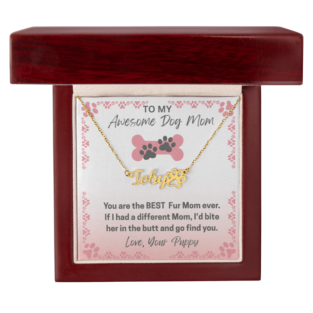Personalized Dog Paw Name Necklace-available in two finishes
