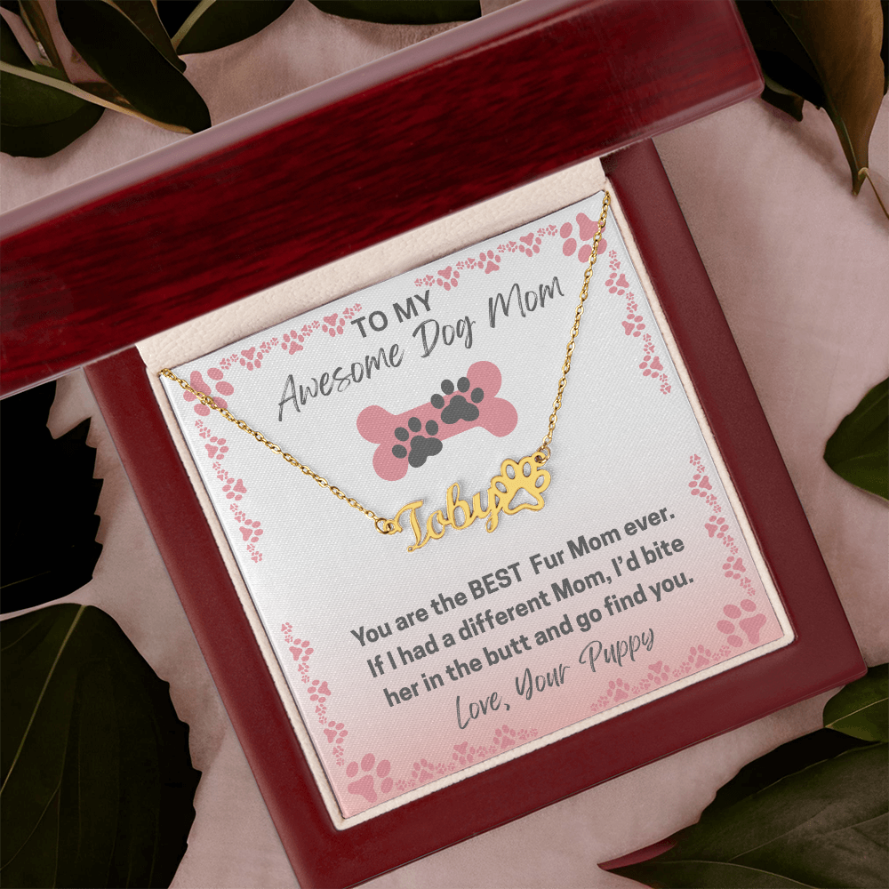 Personalized Dog Paw Name Necklace-available in two finishes