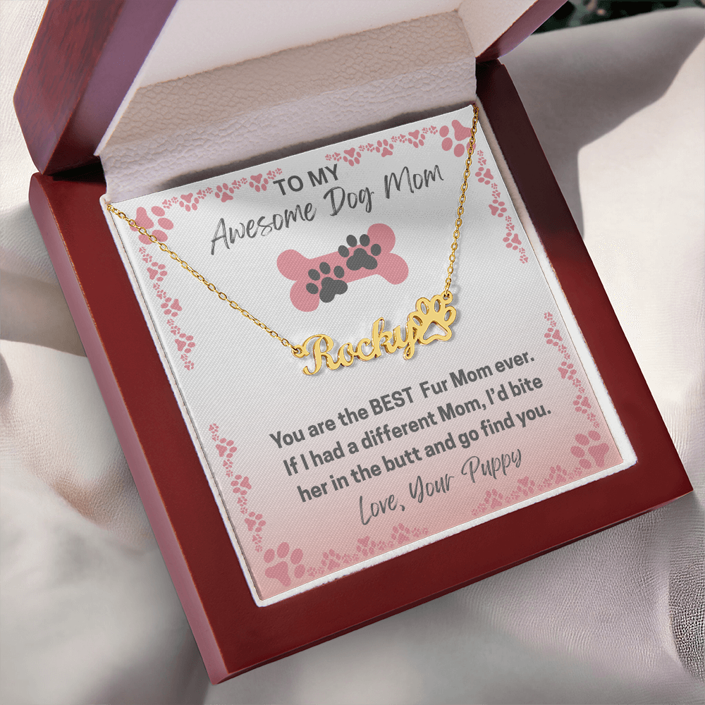 Personalized Dog Paw Name Necklace-available in two finishes