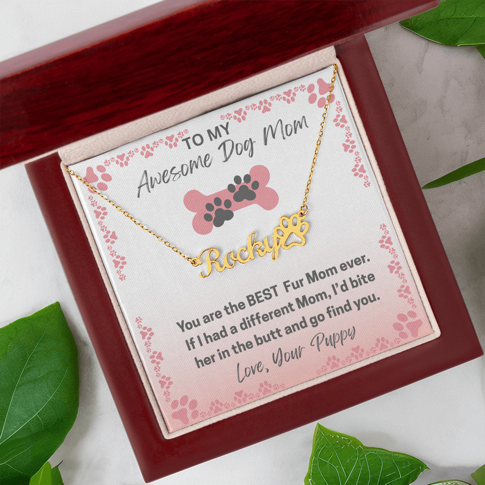 Personalized Dog Paw Name Necklace-available in two finishes