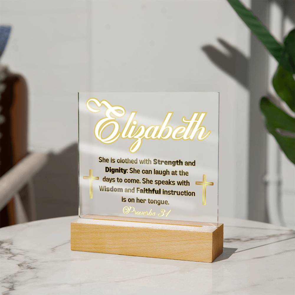 Personalized Proverbs 31 acrylic plaque - for the inspirational Christian woman