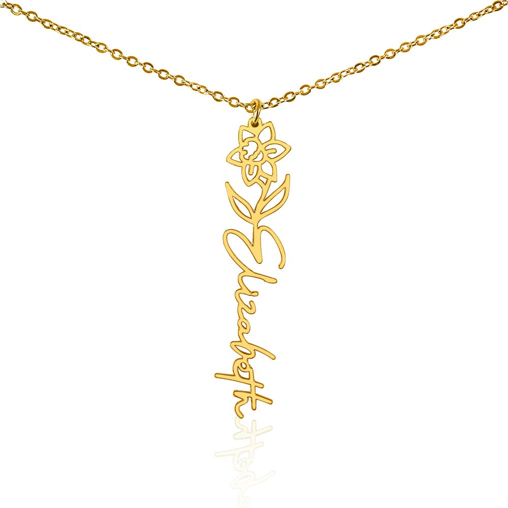 To Your Daughter-In-Law: Birth Flower Name Necklace with a Heartfelt Message