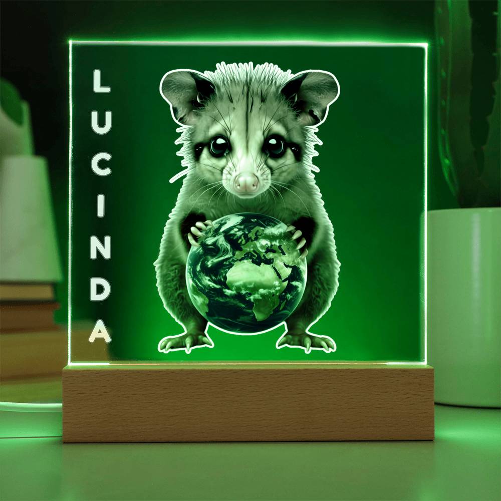 Personalized Possum Night Light. Cute Custom opossum sign. She's your whole world. Show your feral girl you get her! Baby animal plaque. Gift for girl