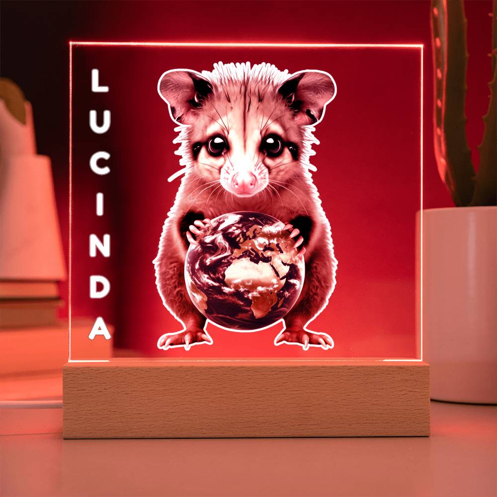 Personalized Possum Night Light. Cute Custom opossum sign. She's your whole world. Show your feral girl you get her! Baby animal plaque. Gift for girl