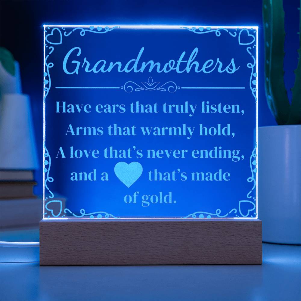 Engraved 'Grandmothers' appreciation poem on Acrylic plaque