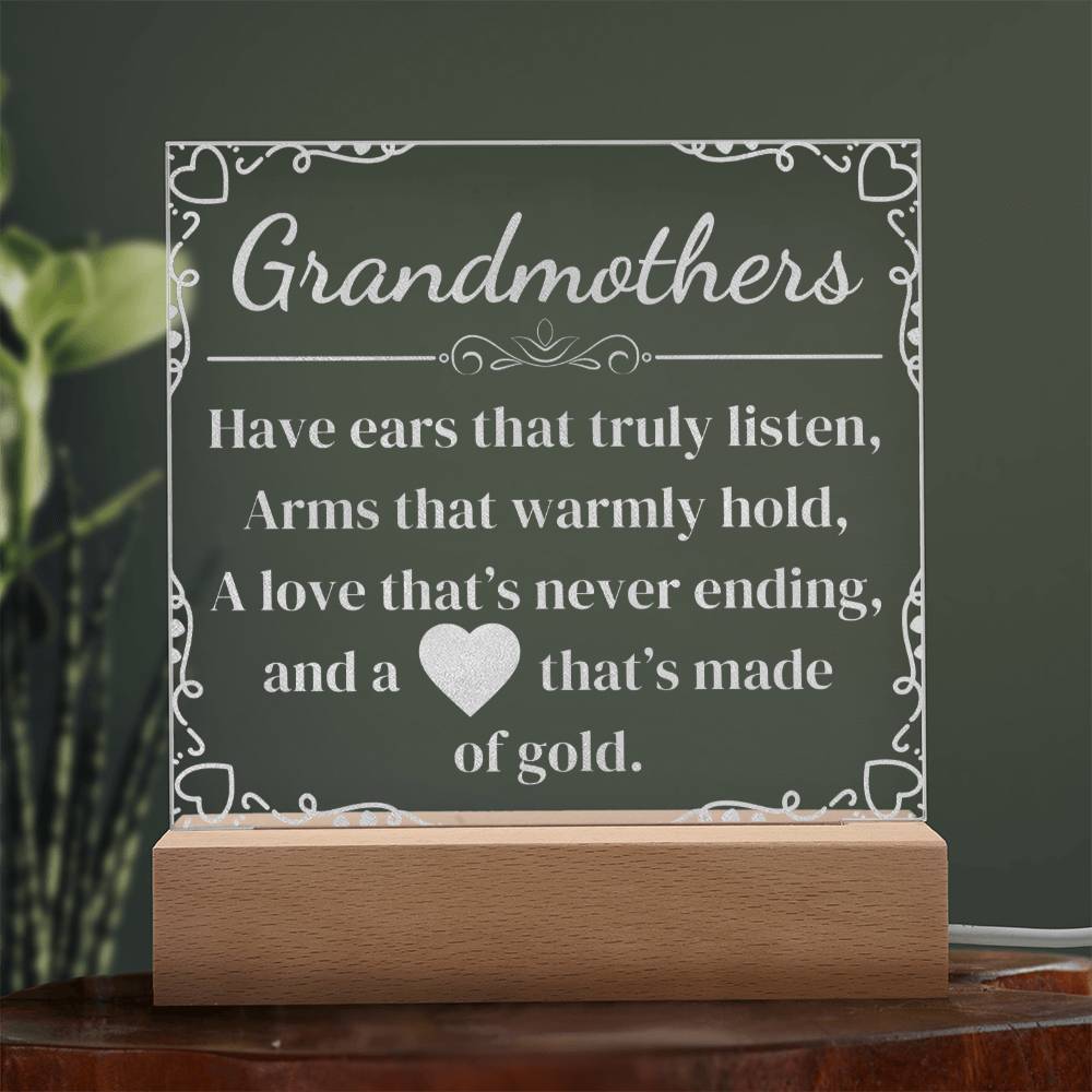 Engraved 'Grandmothers' appreciation poem on Acrylic plaque