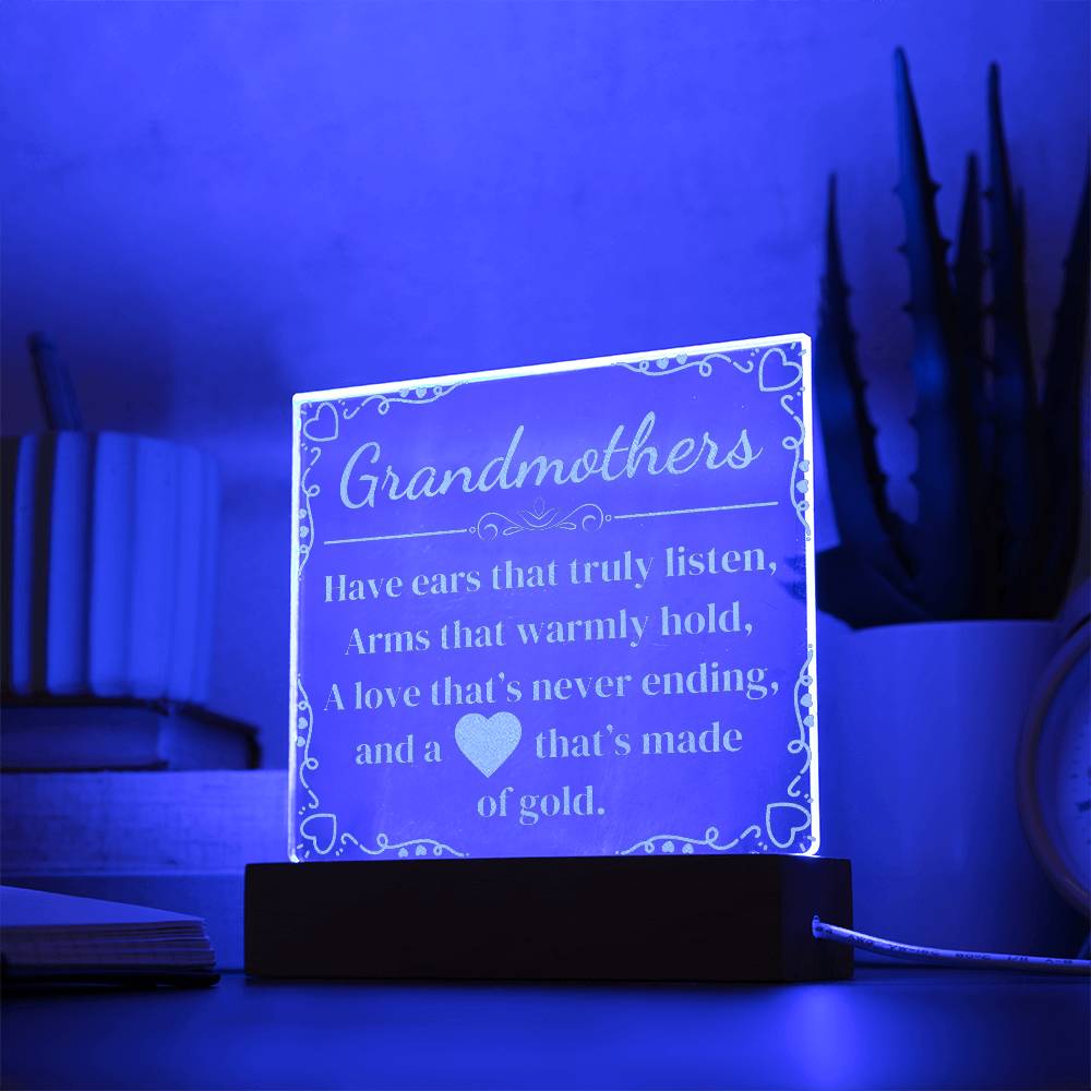 Engraved 'Grandmothers' appreciation poem on Acrylic plaque