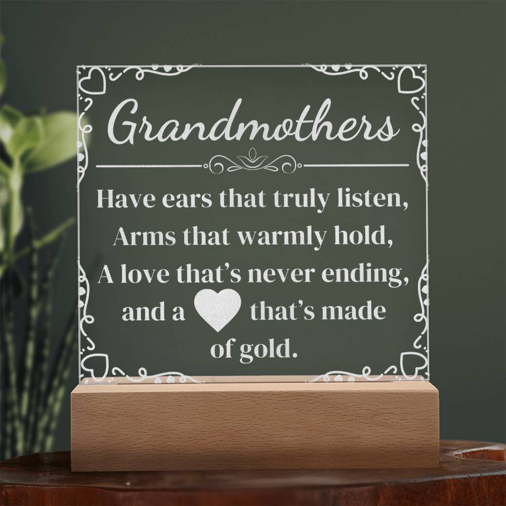 Engraved 'Grandmothers' appreciation poem on Acrylic plaque