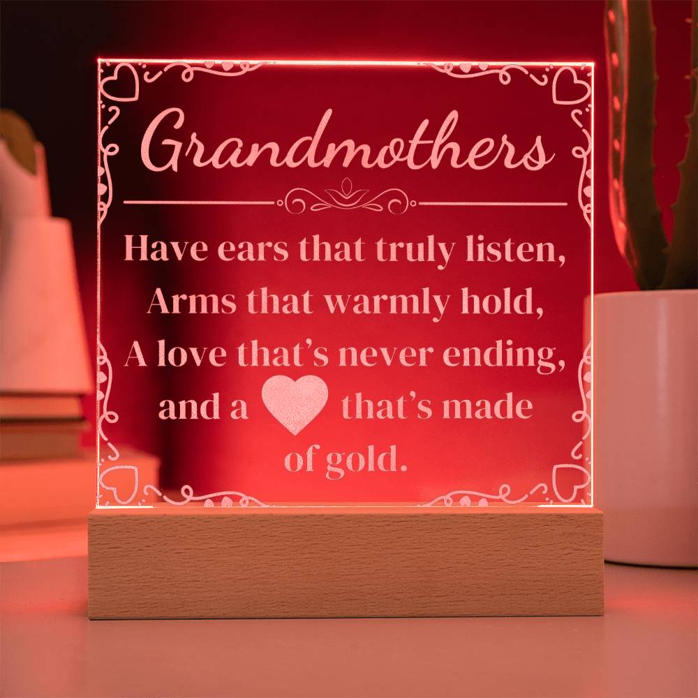 Engraved 'Grandmothers' appreciation poem on Acrylic plaque