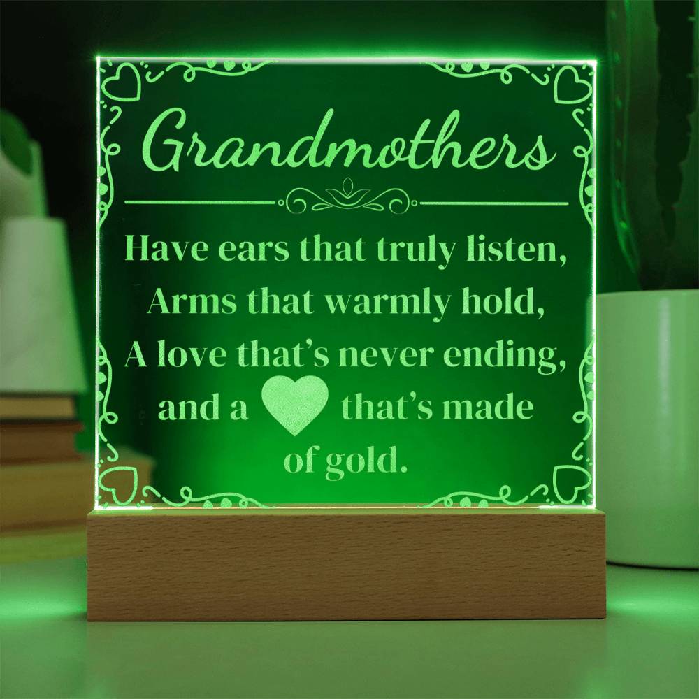 Engraved 'Grandmothers' appreciation poem on Acrylic plaque
