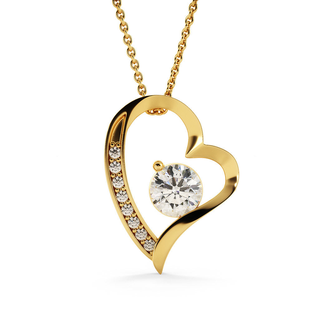 Forever Love Necklace, available in white or yellow gold.