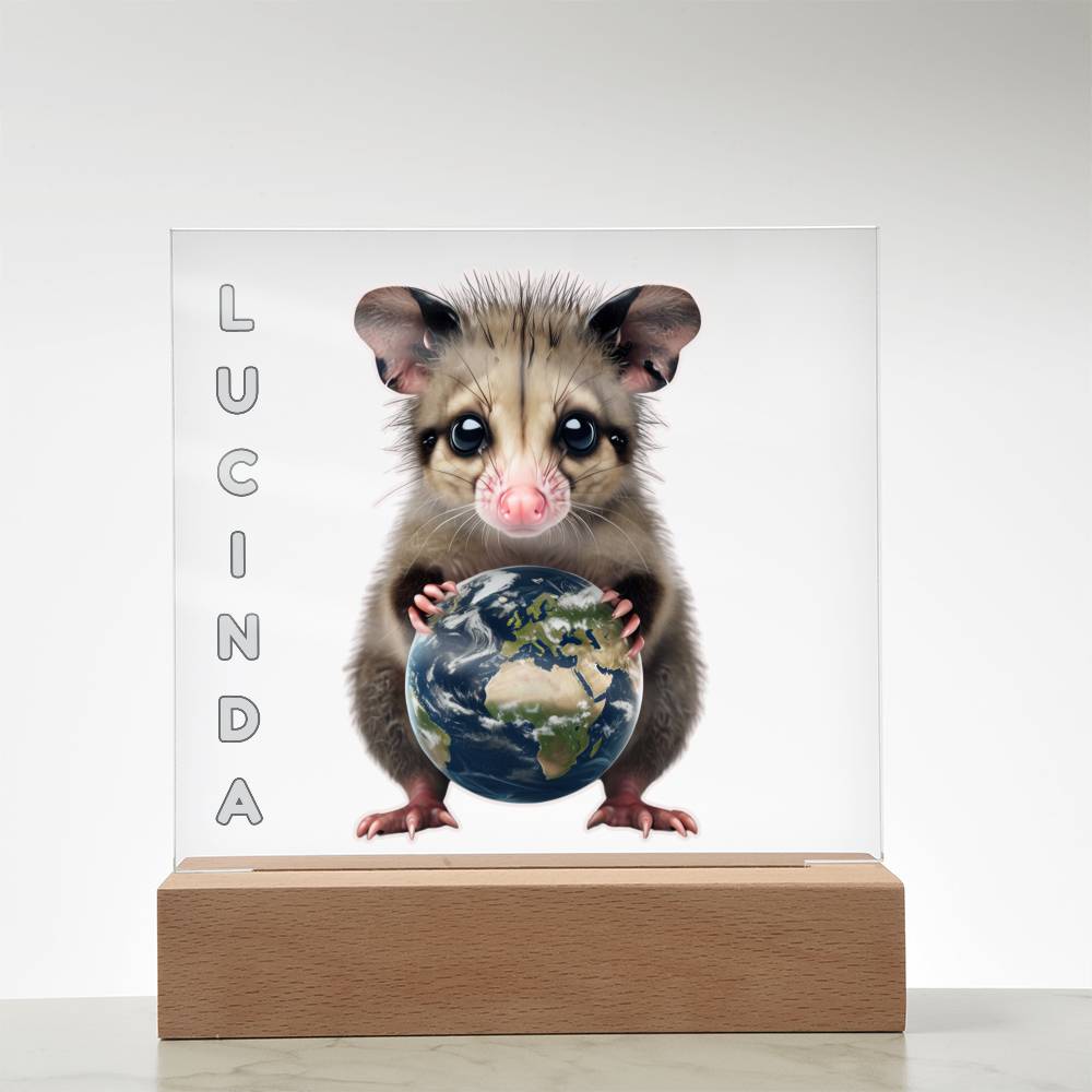 Personalized Possum Night Light. Cute Custom opossum sign. She's your whole world. Show your feral girl you get her! Baby animal plaque. Gift for girl