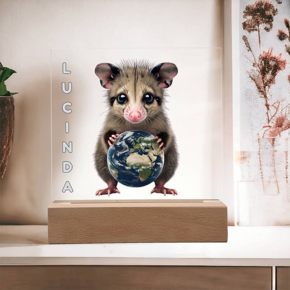 Personalized Possum Night Light. Cute Custom opossum sign. She's your whole world. Show your feral girl you get her! Baby animal plaque. Gift for girl