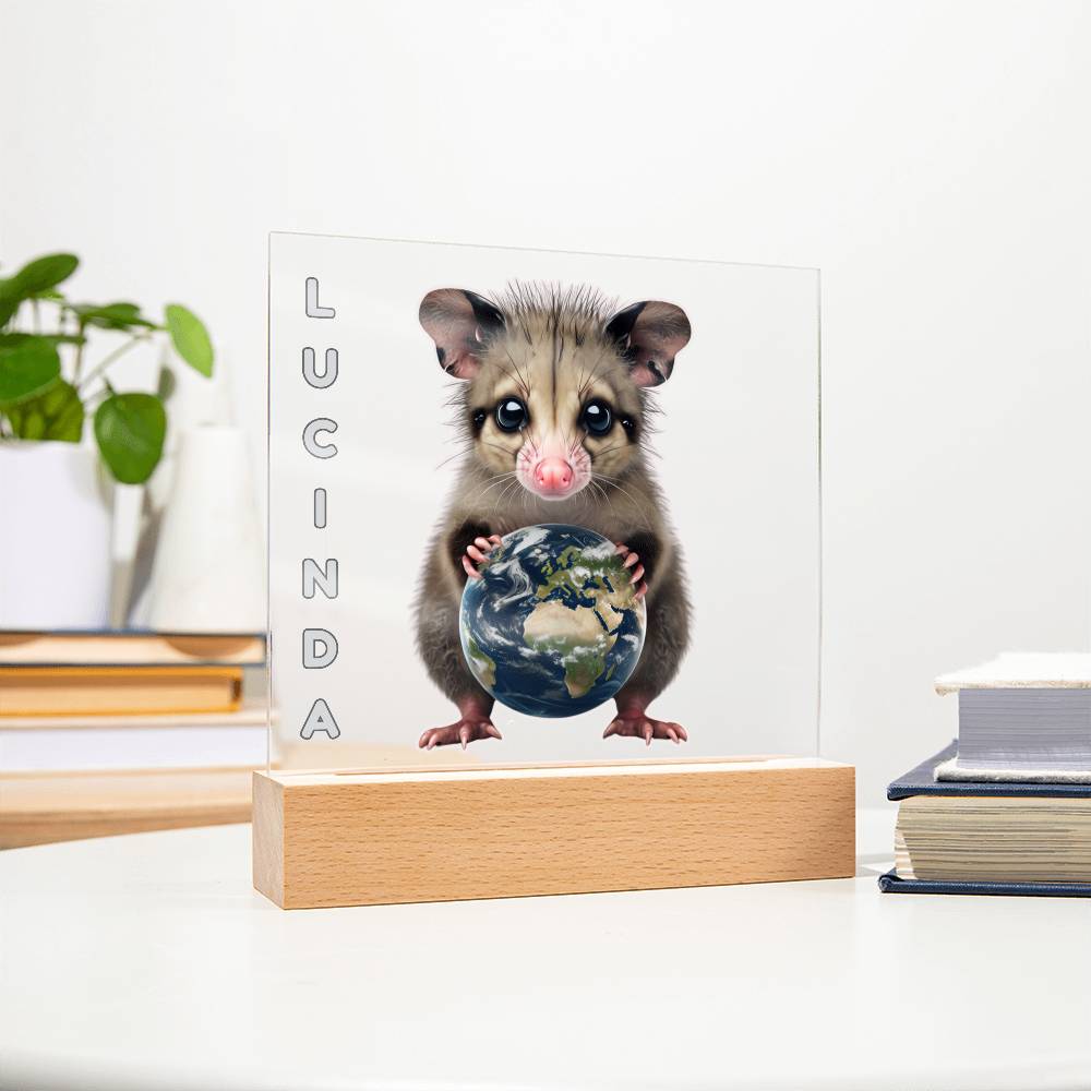 Personalized Possum Night Light. Cute Custom opossum sign. She's your whole world. Show your feral girl you get her! Baby animal plaque. Gift for girl