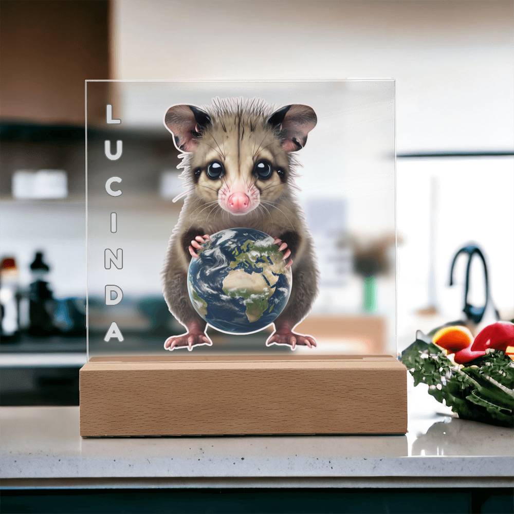Personalized Possum Night Light. Cute Custom opossum sign. She's your whole world. Show your feral girl you get her! Baby animal plaque. Gift for girl