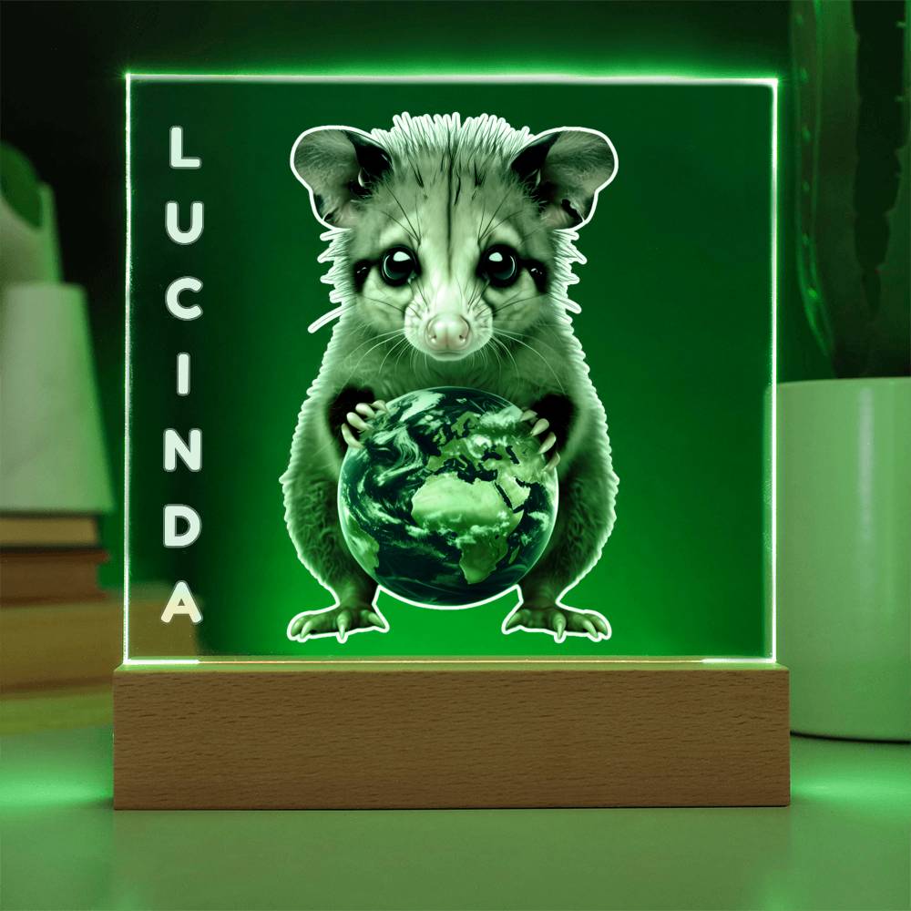 Personalized Possum Night Light. Cute Custom opossum sign. She's your whole world. Show your feral girl you get her! Baby animal plaque. Gift for girl