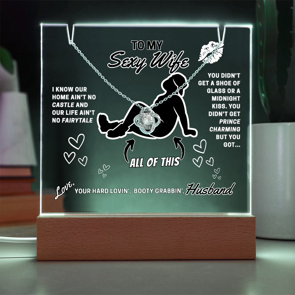 Love Knot Necklace with funny LED greeting card for Your Sexy Wife!- She's so lucky to get ALL of you!