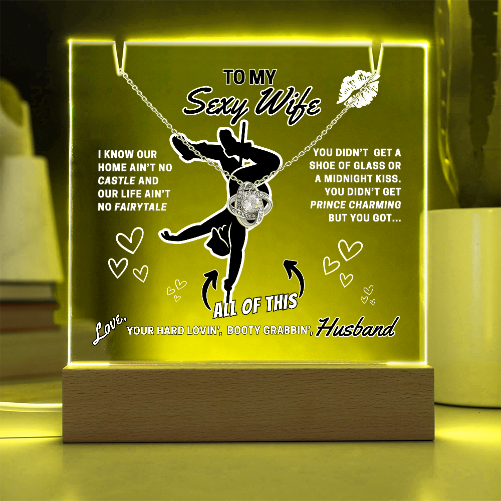Light up funny- To Your Sexy Wife- greeting card with stunning Love Knot Necklace