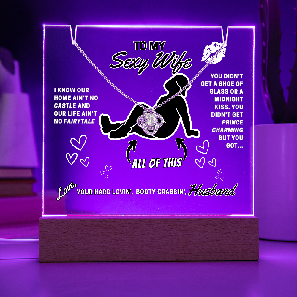 Love Knot Necklace with funny LED greeting card for Your Sexy Wife!- She's so lucky to get ALL of you!