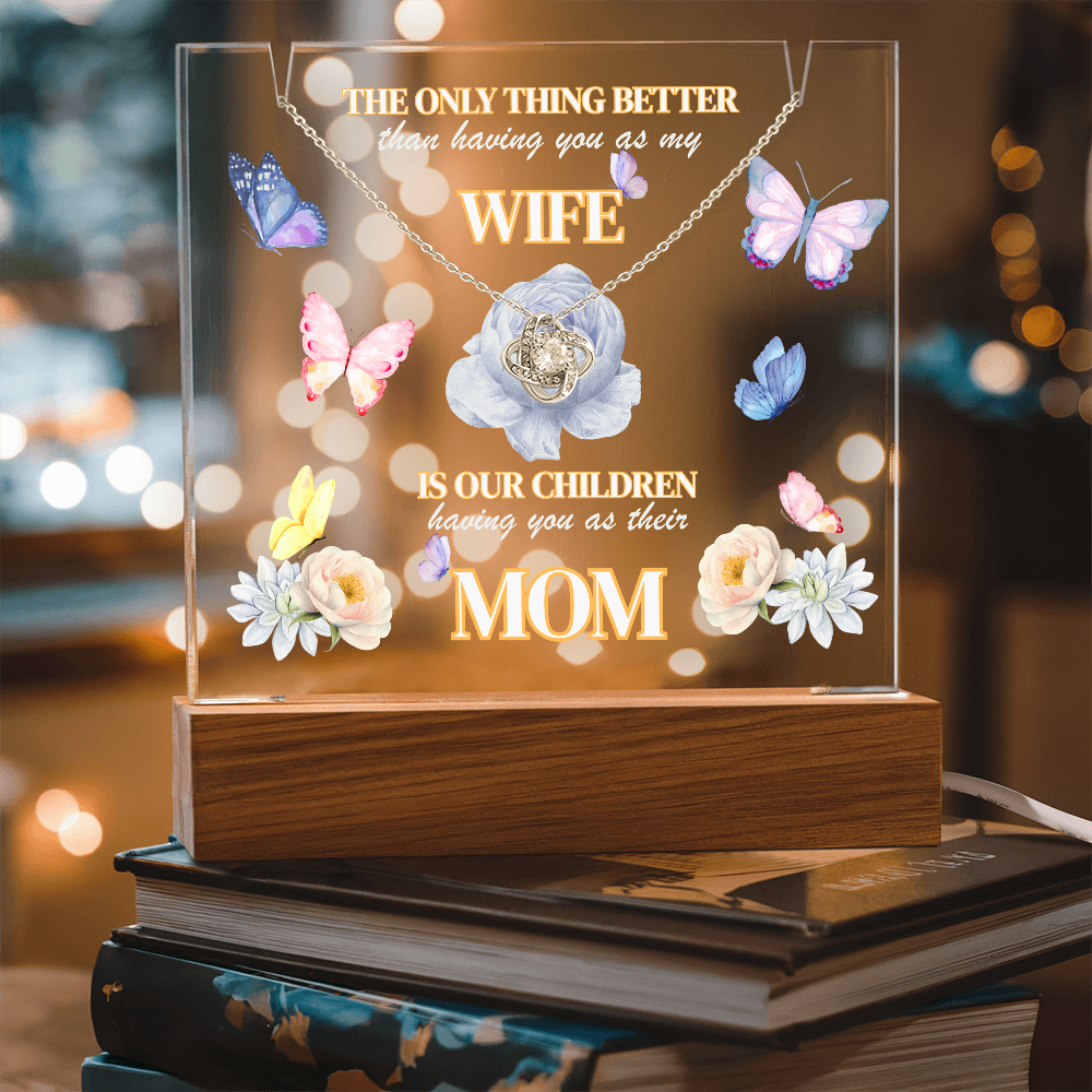 Love Knot Necklace presented on LED light up keepsake sign-'The Only Thing Better'