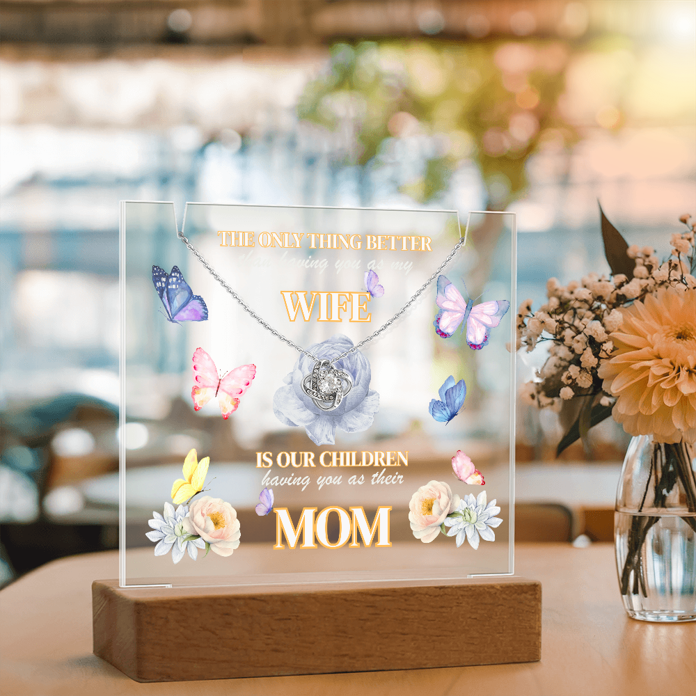 Love Knot Necklace presented on LED light up keepsake sign-'The Only Thing Better'