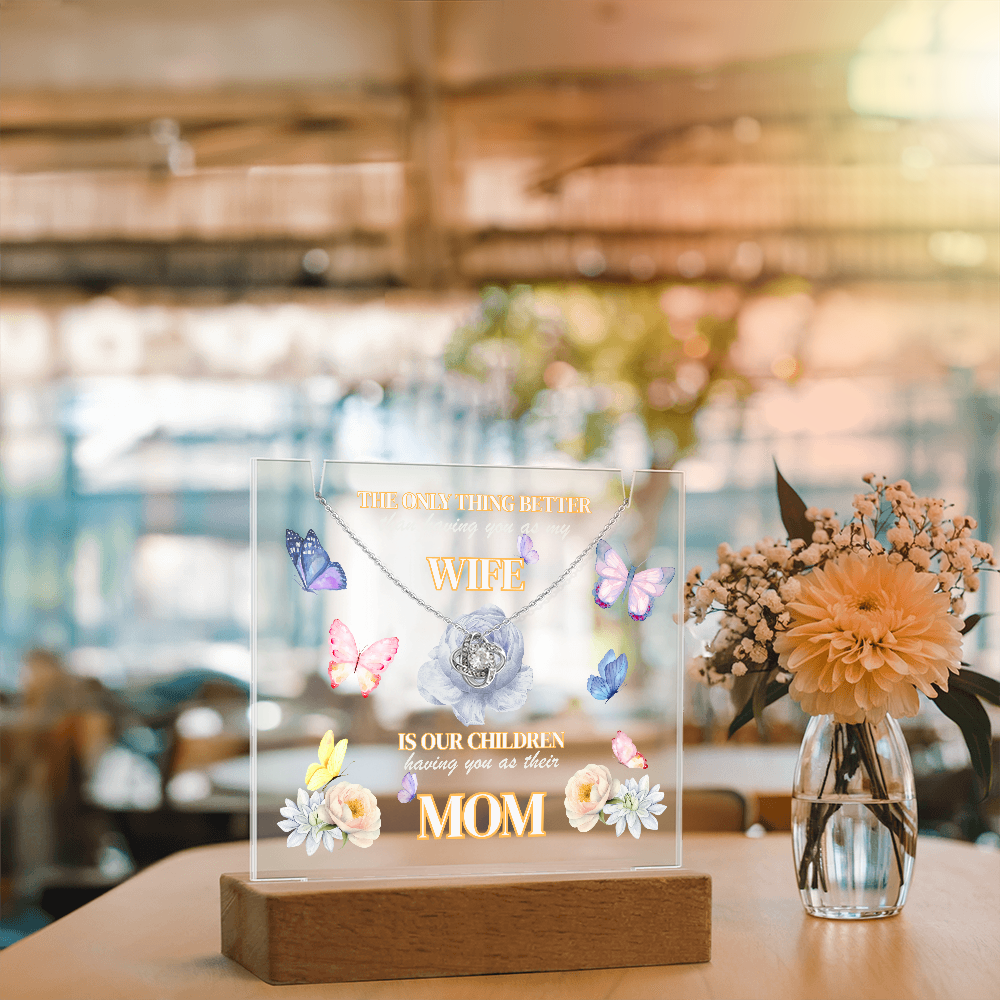 Love Knot Necklace presented on LED light up keepsake sign-'The Only Thing Better'
