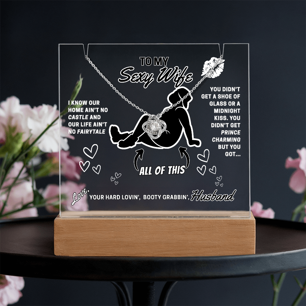 Love Knot Necklace with funny LED greeting card for Your Sexy Wife!- She's so lucky to get ALL of you!