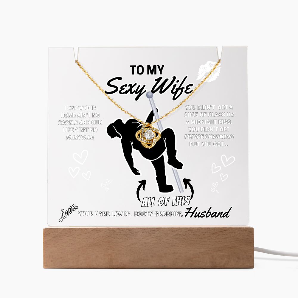 Beautiful Sparkling Love Knot Necklace with LED lighted sign display-She gets a necklace, a nightlight, and YOU!