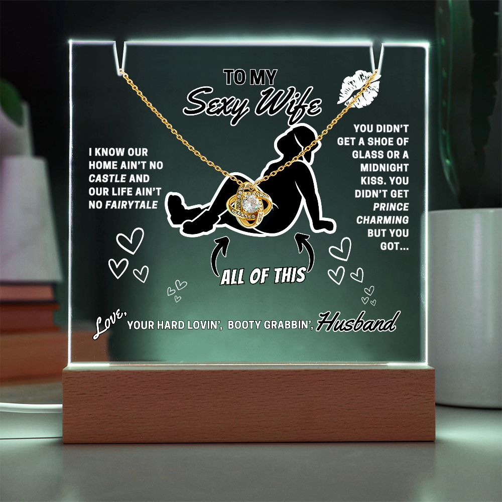 Love Knot Necklace with funny LED greeting card for Your Sexy Wife!- She's so lucky to get ALL of you!